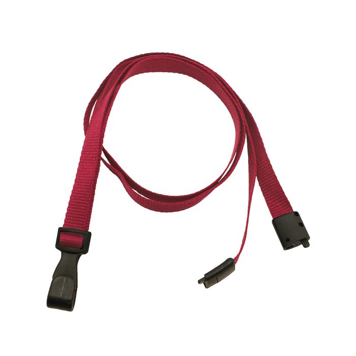 3/8'' Red Earth-Friendly PET Lanyard with Safety Breakaway & Wide No-Twist Hook 