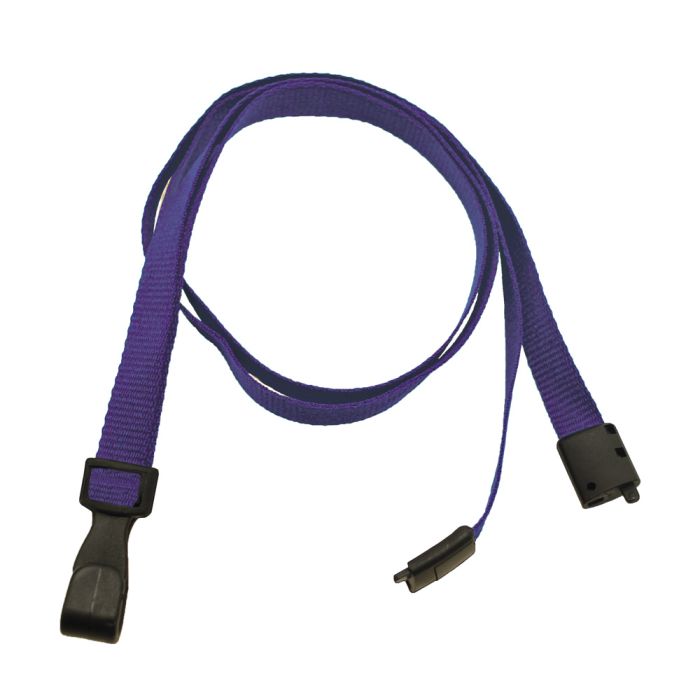 3/8'' Purple Earth-Friendly PET Lanyard with Safety Breakaway & Wide No-Twist Hook 