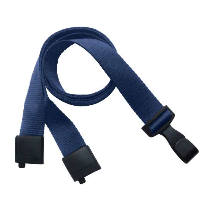 5/8'' Navy Blue Earth-Friendly PET Lanyard with Safety Breakaway & Wide No-Twist Hook 