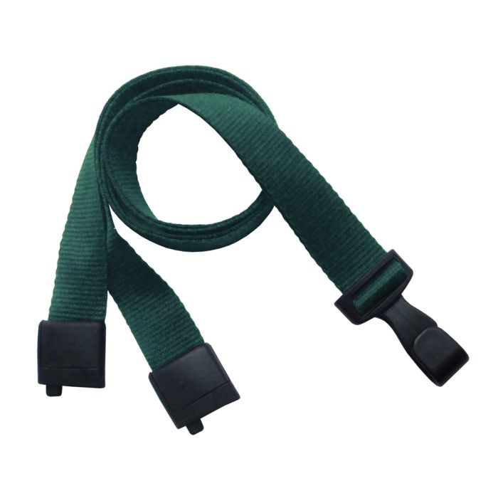 5/8'' Forest Green Earth-Friendly PET Lanyard with  Breakaway & Wide No-Twist Hook 