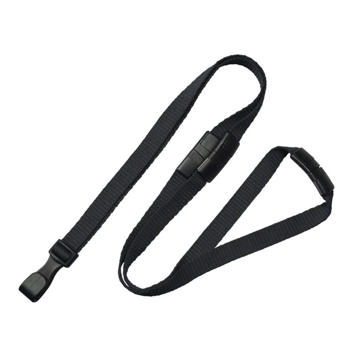 3/8'' Black Flat MicroWeave Lanyard w/ 3 Breakaways & No-Twist Hook 