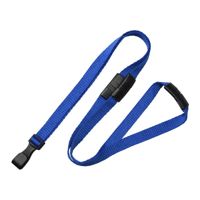 3/8'' Royal Blue Flat MicroWeave Lanyard w/ 3 Breakaways & No-Twist Hook 