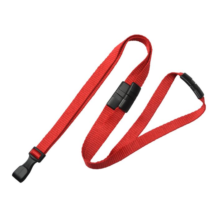 3/8'' Red Flat MicroWeave Lanyard w/ 3 Breakaways & No-Twist Hook 