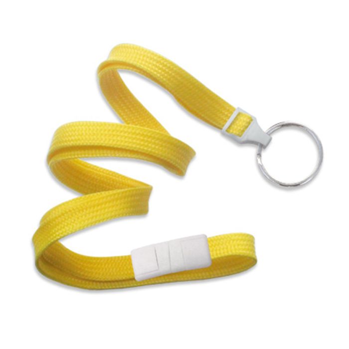 3/8'' Yellow Flat Braid Lanyard with Safety Breakaway & Split Ring - 100 per pack