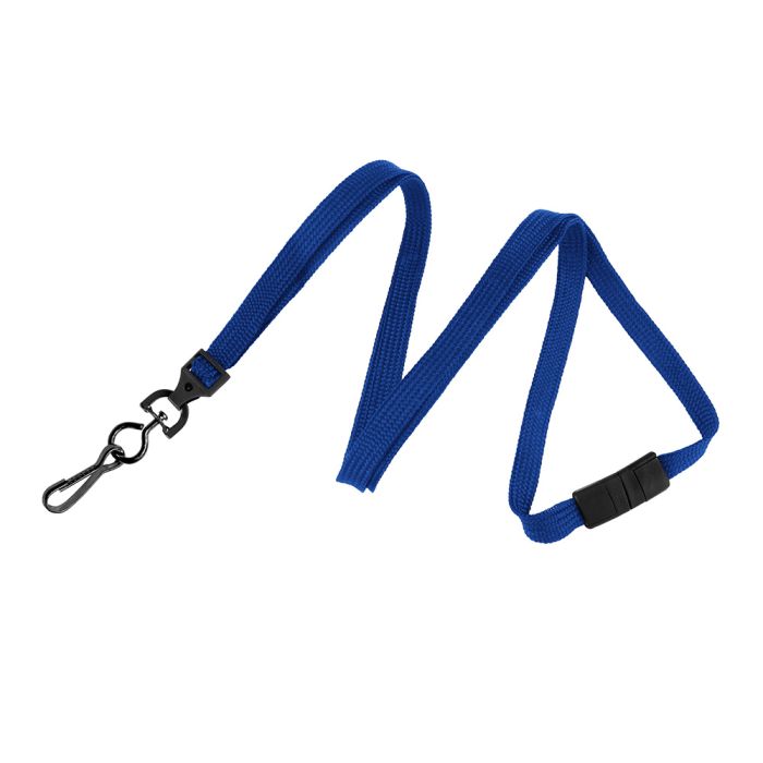 3/8'' Royal Blue Flat Braid Breakaway Lanyard with Black-Oxide Swivel Hook  