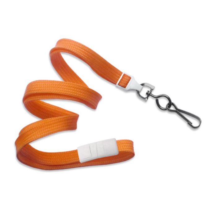 3/8'' Orange Flat Braid Breakaway Lanyard with Black-Oxide Swivel Hook  