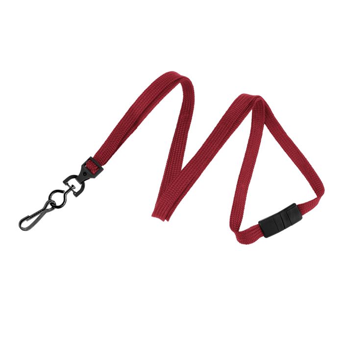 3/8'' Red Flat Braid Breakaway Lanyard with Black-Oxide Swivel Hook  