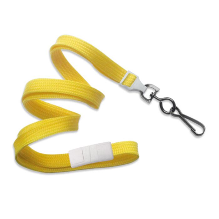 3/8'' Yellow Flat Braid Breakaway Lanyard with Black-Oxide Swivel Hook  