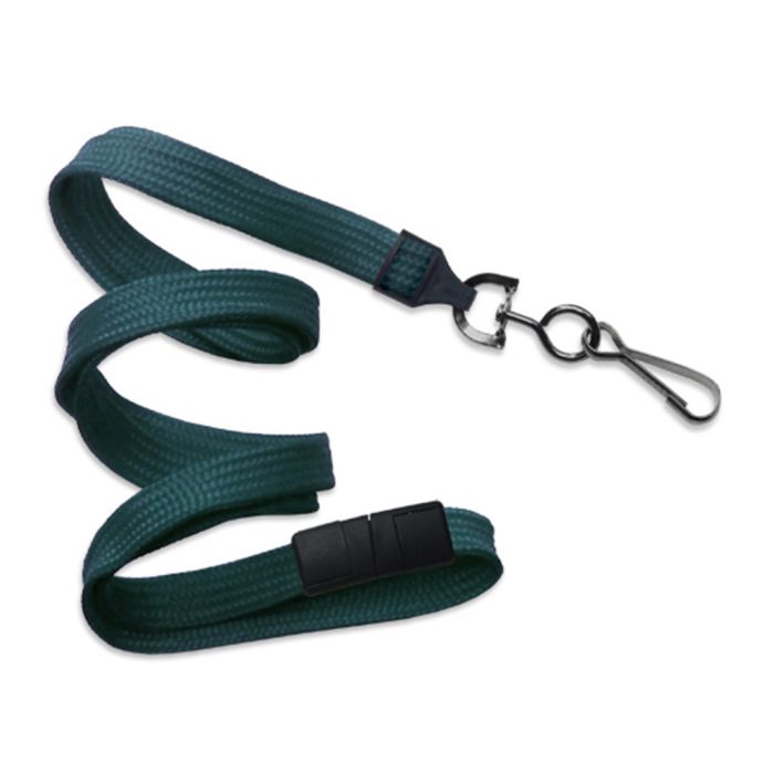 3/8'' Teal Flat Braid Breakaway Lanyard with Black-Oxide Swivel Hook  