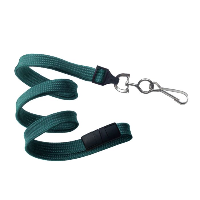 3/8'' Teal Flat Braid Lanyard with Black Safety Breakaway & Swivel Hook 