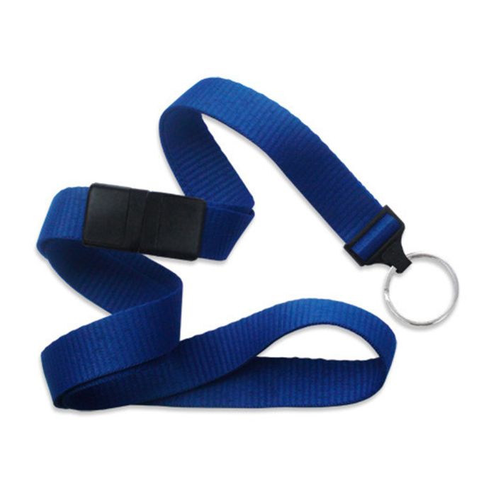 5/8'' Royal Blue Flat Braid Lanyard with Black Safety Breakaway & Split Ring 