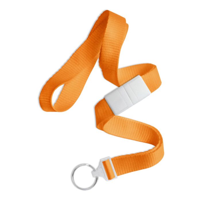 5/8'' Orange Flat Braid Lanyard with White Safety Breakaway & Split Ring 