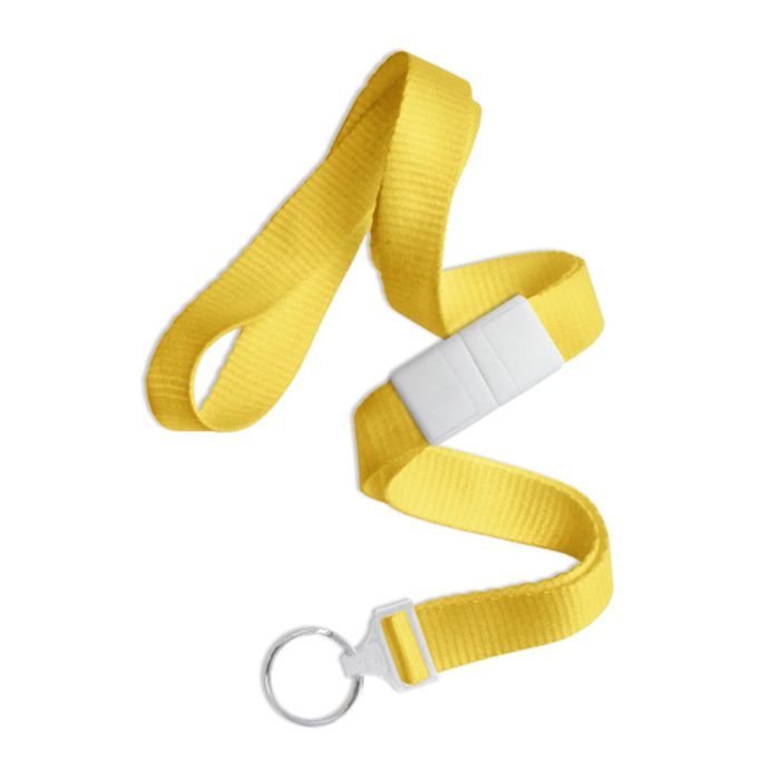 5/8'' Yellow Flat Braid Lanyard with White Safety Breakaway & Split Ring 