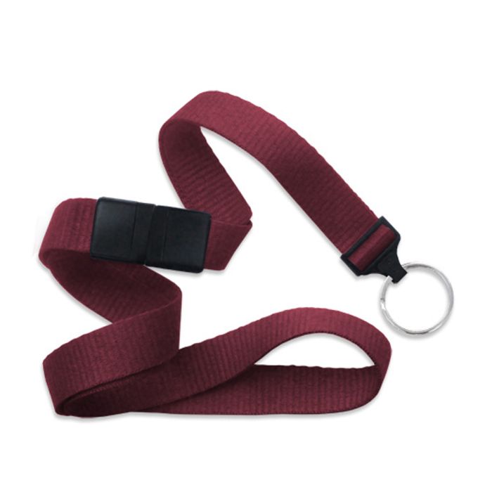 5/8'' Maroon Flat Braid Lanyard with Black Safety Breakaway & Split Ring 