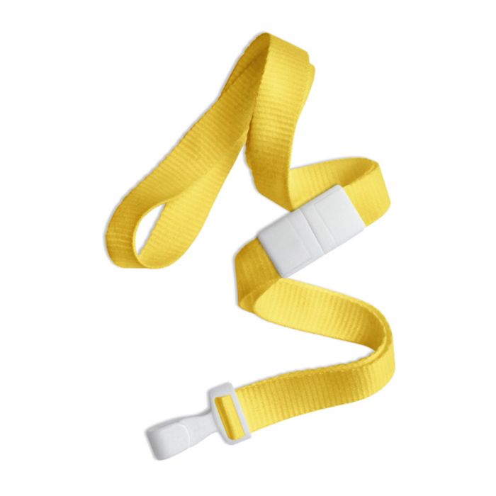 5/8'' Yellow Flat Microweave Lanyard w/ White Safety Breakaway & No-Twist Hook 