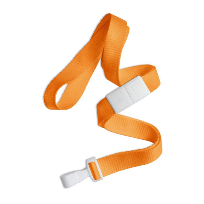 5/8'' Orange Flat Microweave Lanyard w/ White Safety Breakaway & No-Twist Hook 
