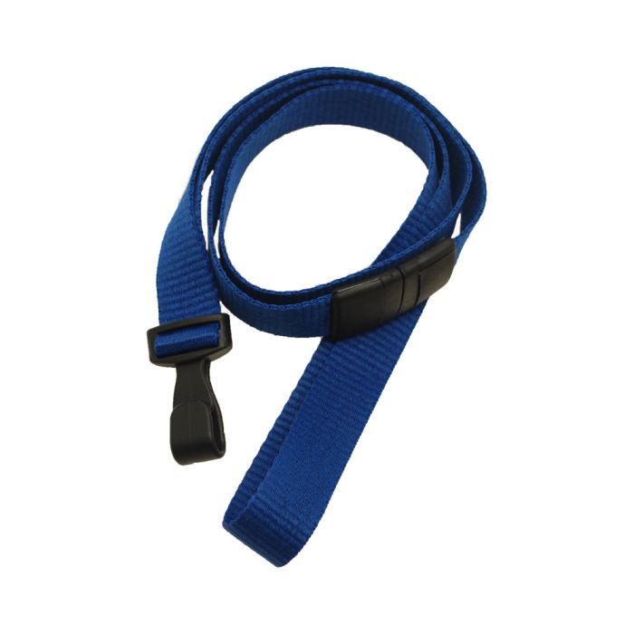 5/8'' Royal Blue Flat Microweave Lanyard w/ Black Safety Breakaway & No-Twist Hook 
