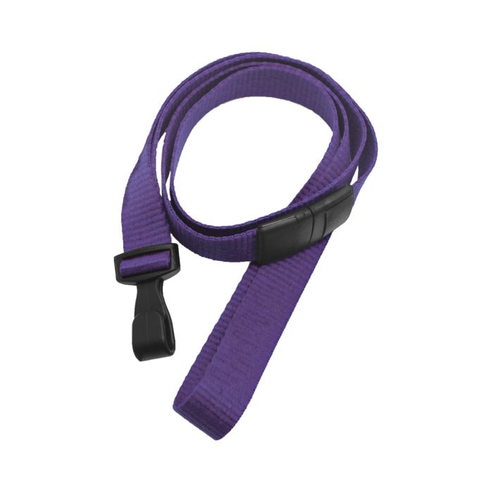 5/8'' Purple Flat Microweave Lanyard w/ Black Safety Breakaway & No-Twist Hook 