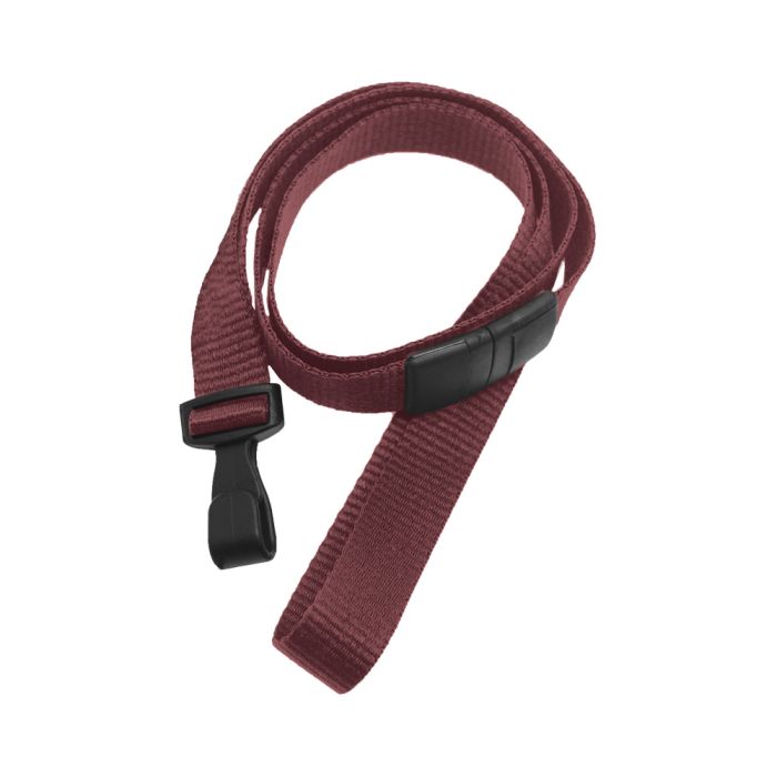 5/8'' Maroon Flat Microweave Lanyard w/ Black Safety Breakaway & No-Twist Hook 