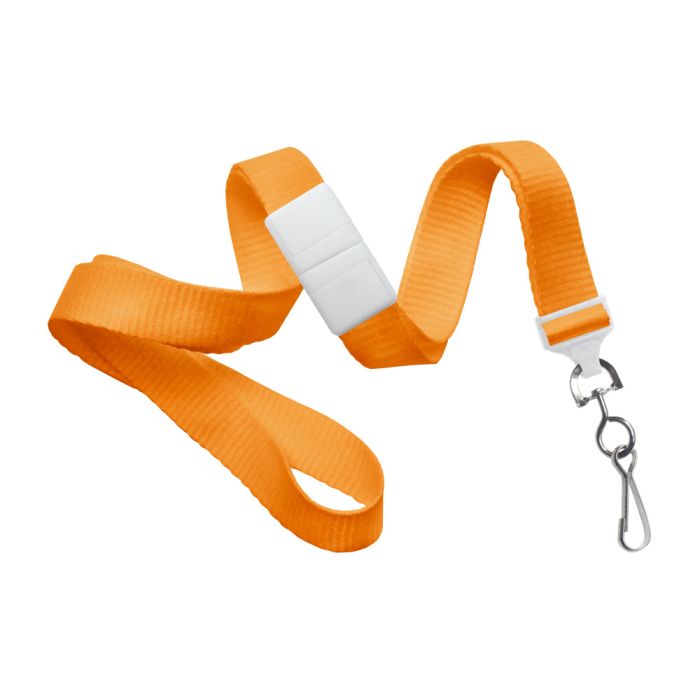 5/8'' Orange Flat Braid Lanyard with Safety Breakaway & Swivel Hook 