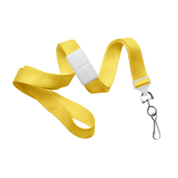 5/8'' Yellow Flat Braid Lanyard with White Safety Breakaway & Swivel Hook 
