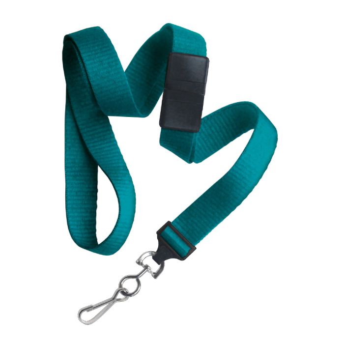 5/8'' Teal Flat Braid Lanyard with Black Safety Breakaway & Swivel Hook 