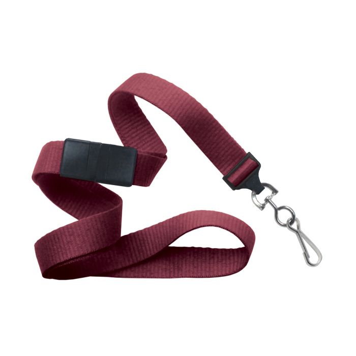 5/8'' Maroon Flat Braid Lanyard with Black Safety Breakaway & Swivel Hook 