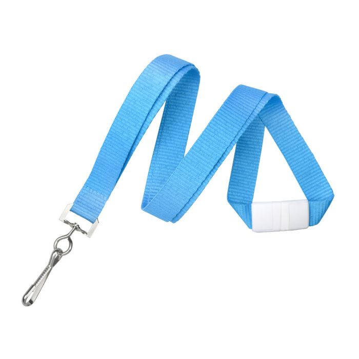 5/8'' Neon Blue Flat Braid Lanyard w/ Safety Breakaway & Swivel Hook 