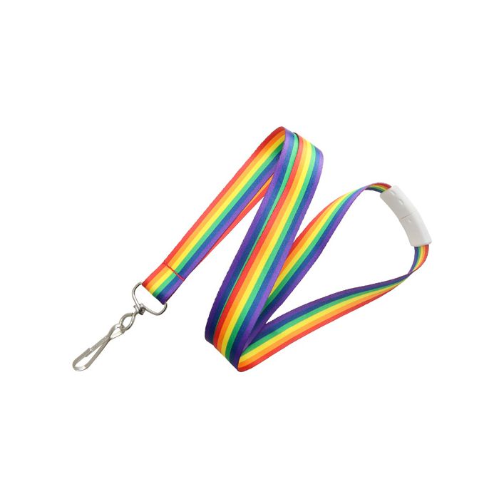 3/4'' Rainbow Lanyard Pattern w/ Safety Breakaway & Swivel Hook 