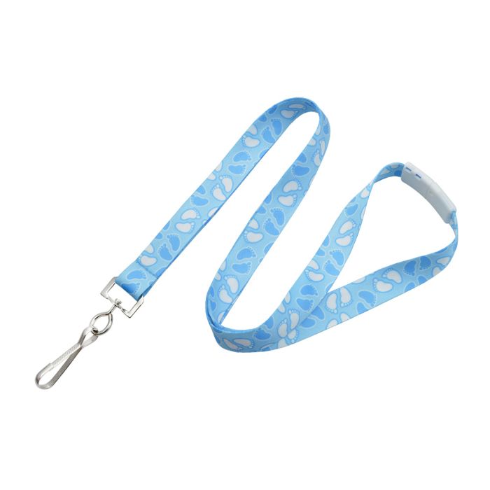 5/8'' Blue Baby Footprint Lanyard w/ Breakaway & Swivel Hook 