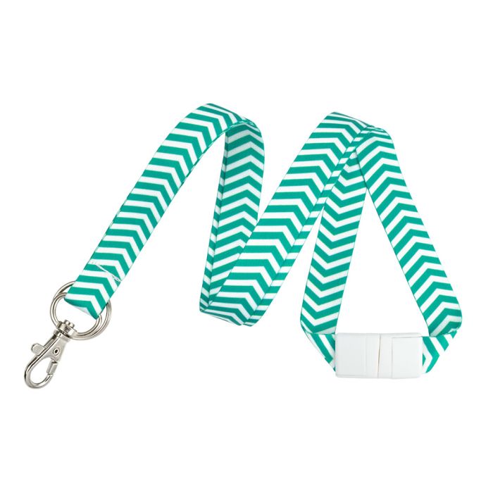 5/8'' Green Chevron Lanyards w/ Safety Breakaway & Trigger Hook Plus Split Ring 
