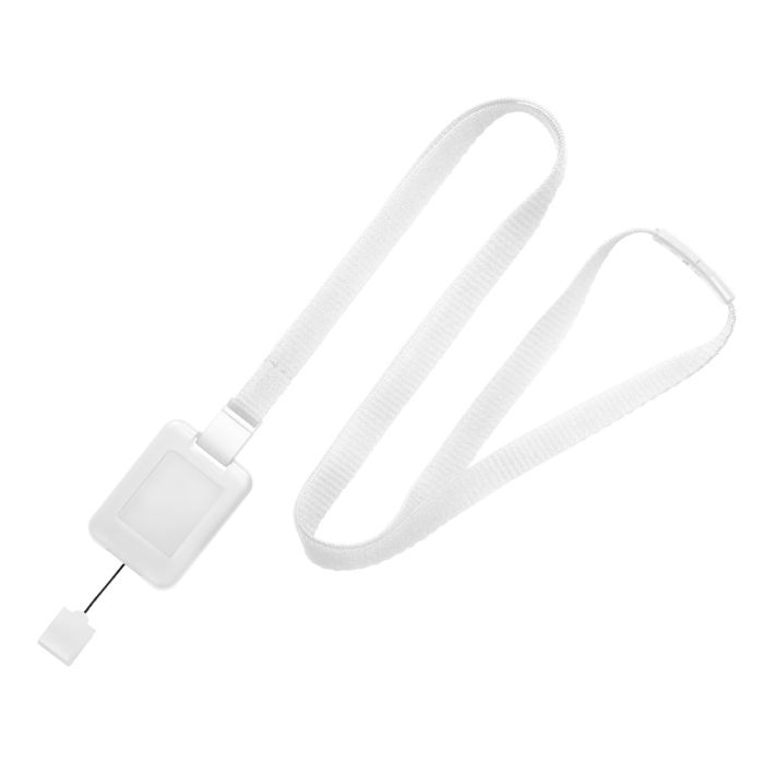 3/8'' White SlimReel System Lanyard & Badge Reel Combination 