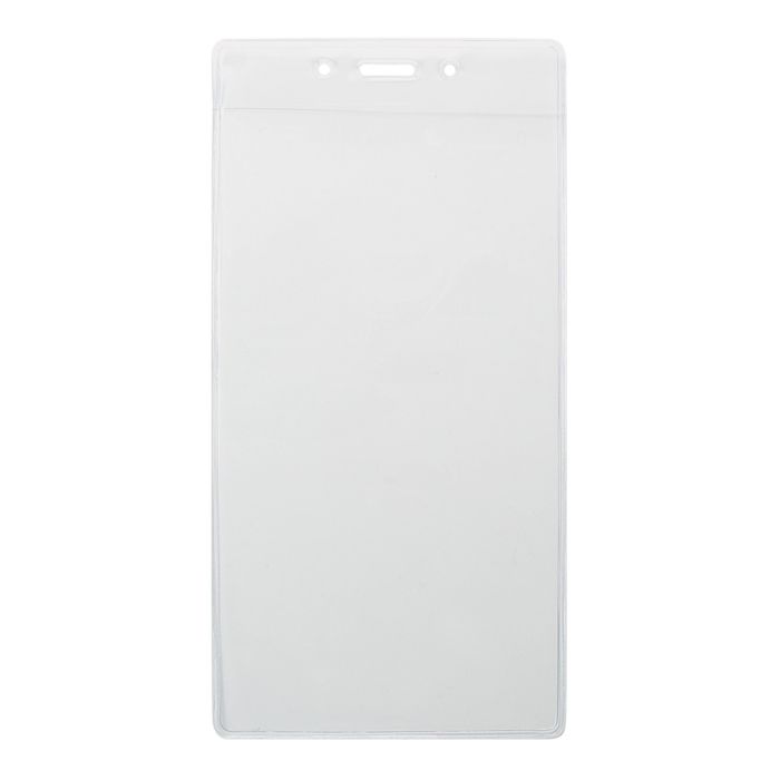 Vertical Event Size Clear Vinyl Badge Holders with Slot and Chain Holes 