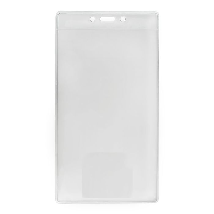 Event Size Vertical Clear Vinyl Badge Holders with Slot and Chain Holes