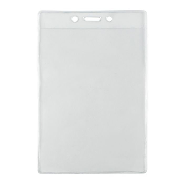 100 Event Size Vertical Clear Vinyl Badge Holders with Slot and Chain Holes
