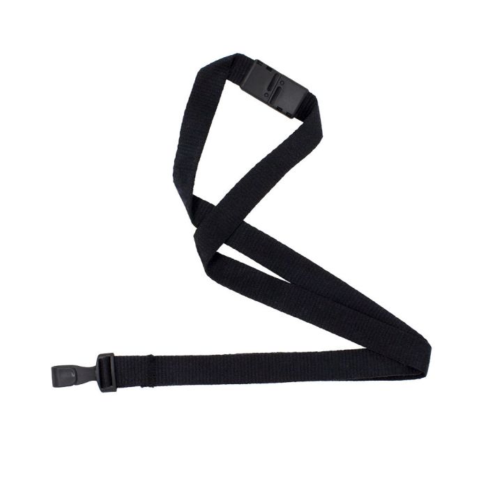 Black 5/8"  NextLife Compostable Lanyard with Organic Based Clip and Safety Breakaway 