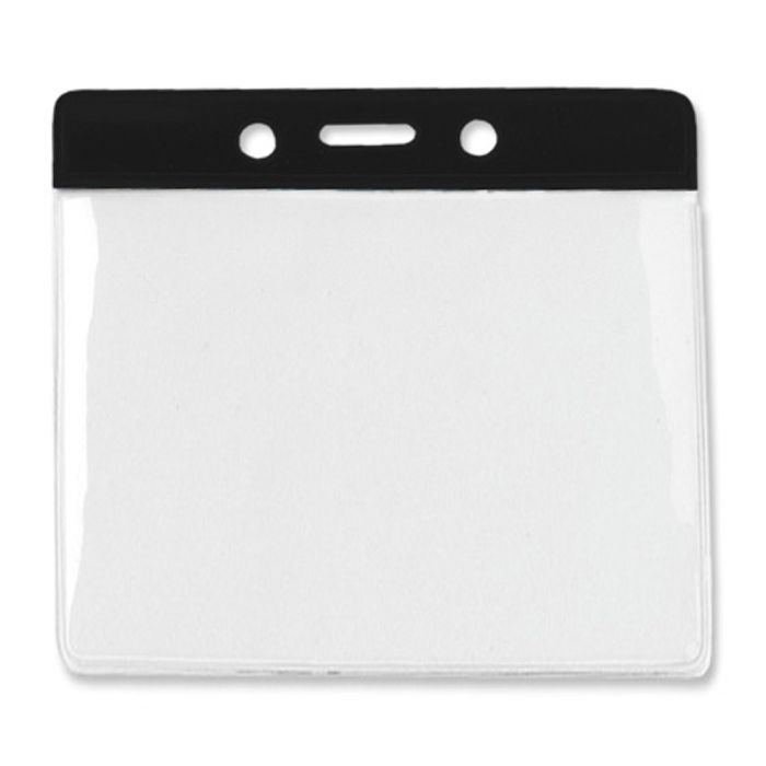 Horizontal Black Bar Clear Vinyl Badge Holders