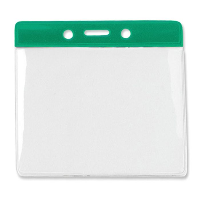 Horizontal Green Bar Clear Vinyl Badge Holders