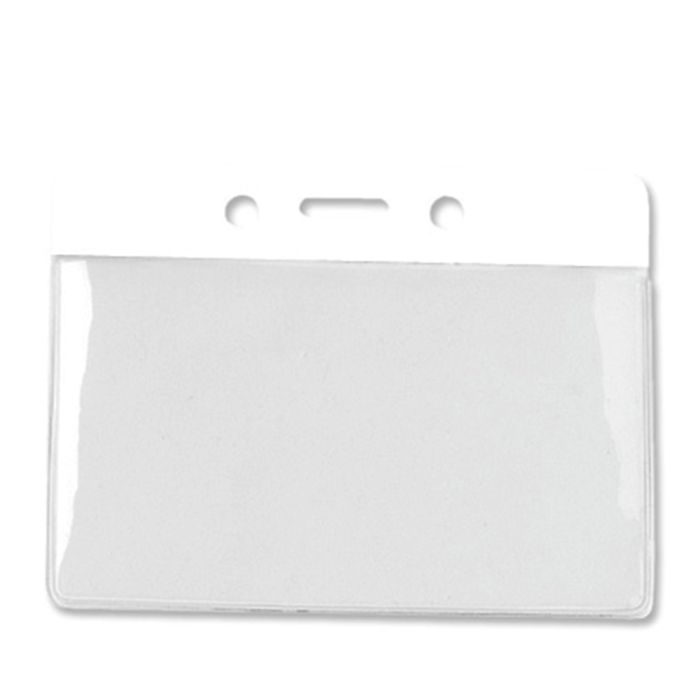 Premium Horizontal Clear Vinyl Badge Holders with White Bar 