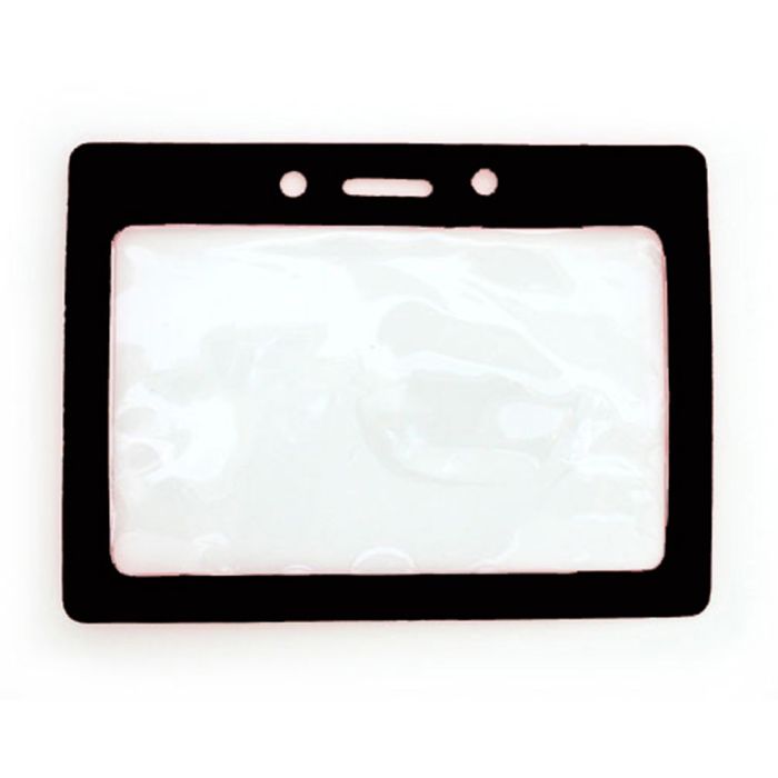 Black Color Frame - Horizontal - Clear Vinyl Badge Holder 