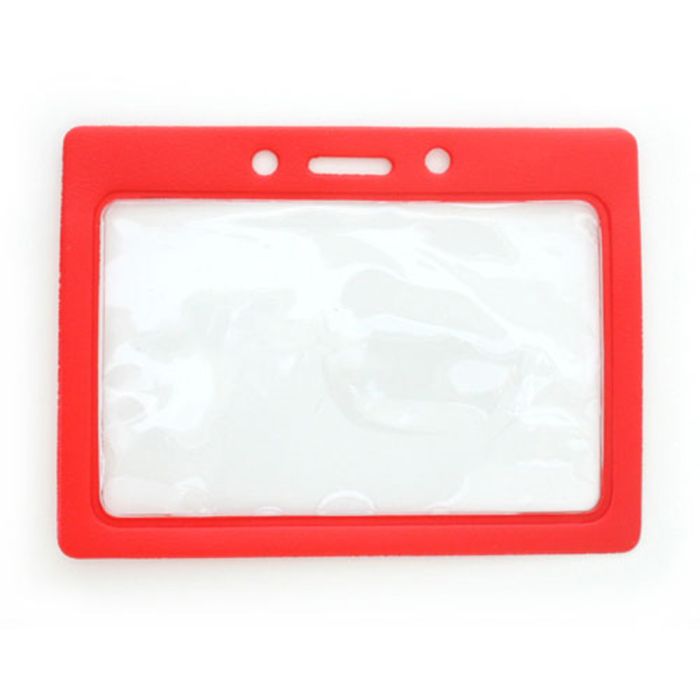 Red Color Frame - Horizontal - Clear Vinyl Badge Holder 