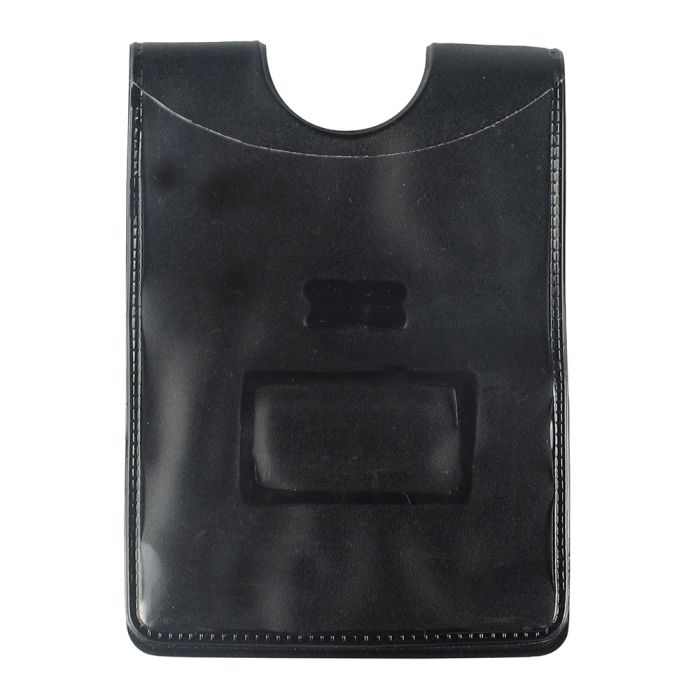 2-Pocket Magnetic - Vertical - Black Vinyl Badge Holder with Thumb-Notch 