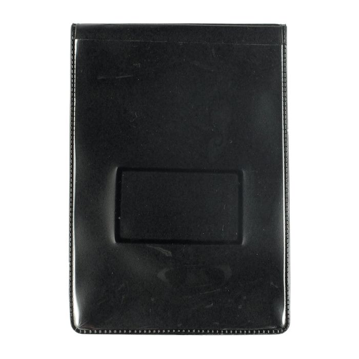 Magnetic - Vertical - Black Vinyl Vertical  Badge Holder with Short Flap 