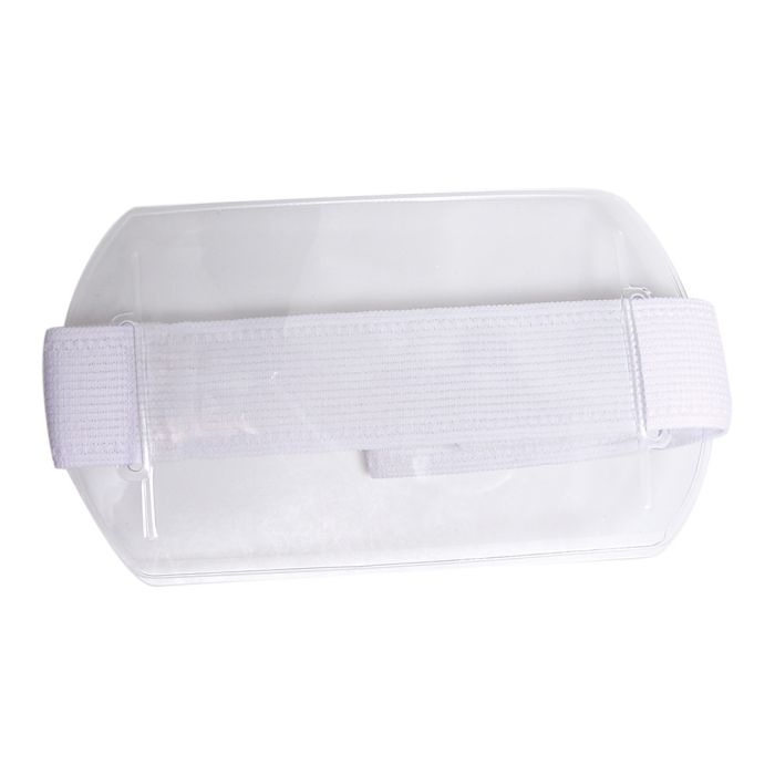 Arm Band - Horizontal - Clear Vinyl Badge Holder with White Strap 
