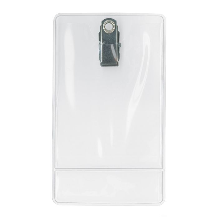Premium Clip-on - Vertical - Clear Vinyl Display Holder 