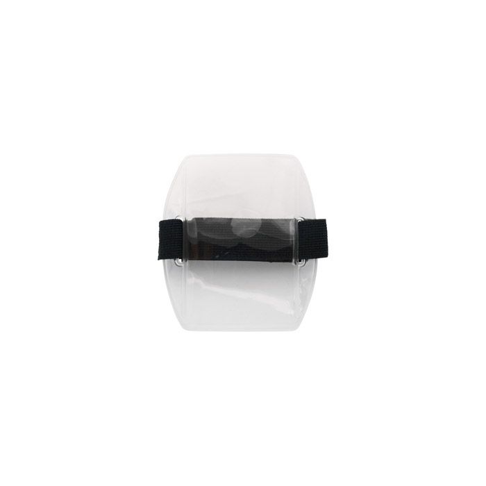 Clear Vinyl Badge Holder with Blue Arm Band - Vertical - 2.75" x 3.8" 