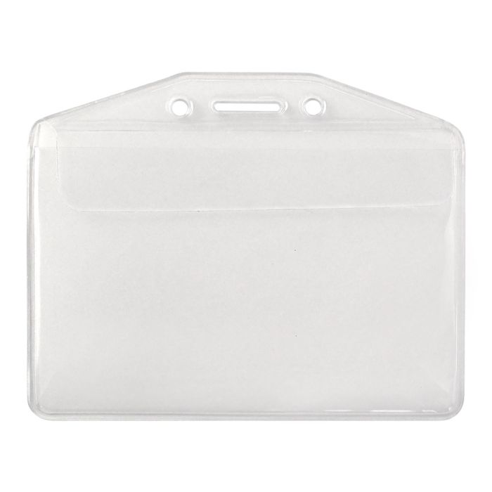 Vertical Fold-Over Flap Clear Vinyl Badge Holders