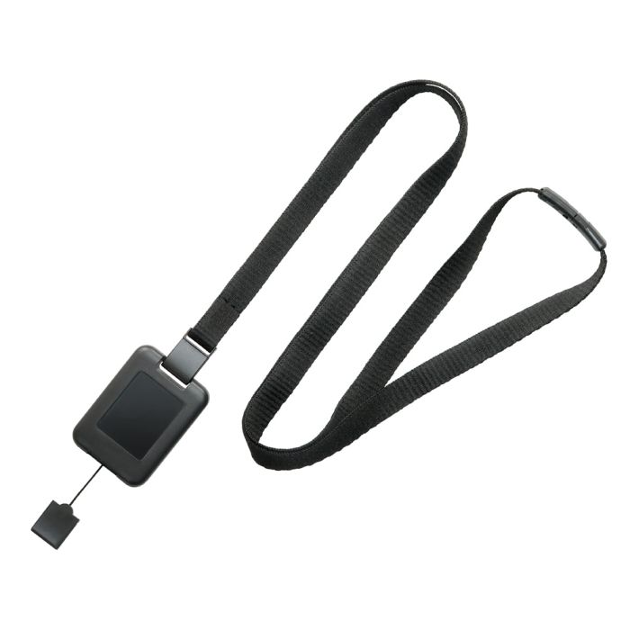 3/8'' Black SlimReel System Lanyard & Badge Reel Combination 