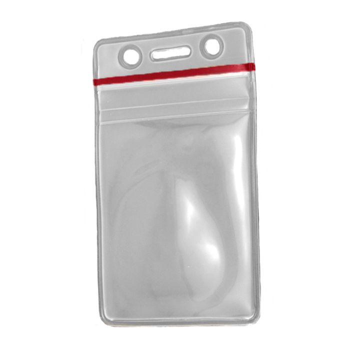 Vertical Badge Holder w/ Zipper Closure - Slot and Chain Holes  