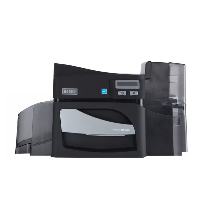 Fargo DTC4500e Single-Sided ID Card Printer with Magnetic Stripe Encoding and Locking Same-Side Hopper